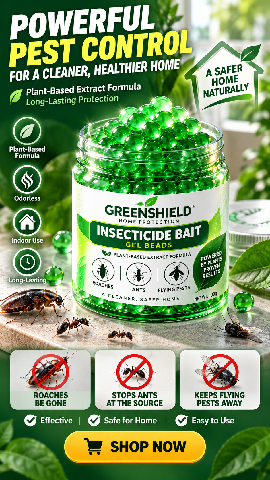 Long-Lasting Bug Control Gel Beads – For Roaches, Ants & Flying Pests