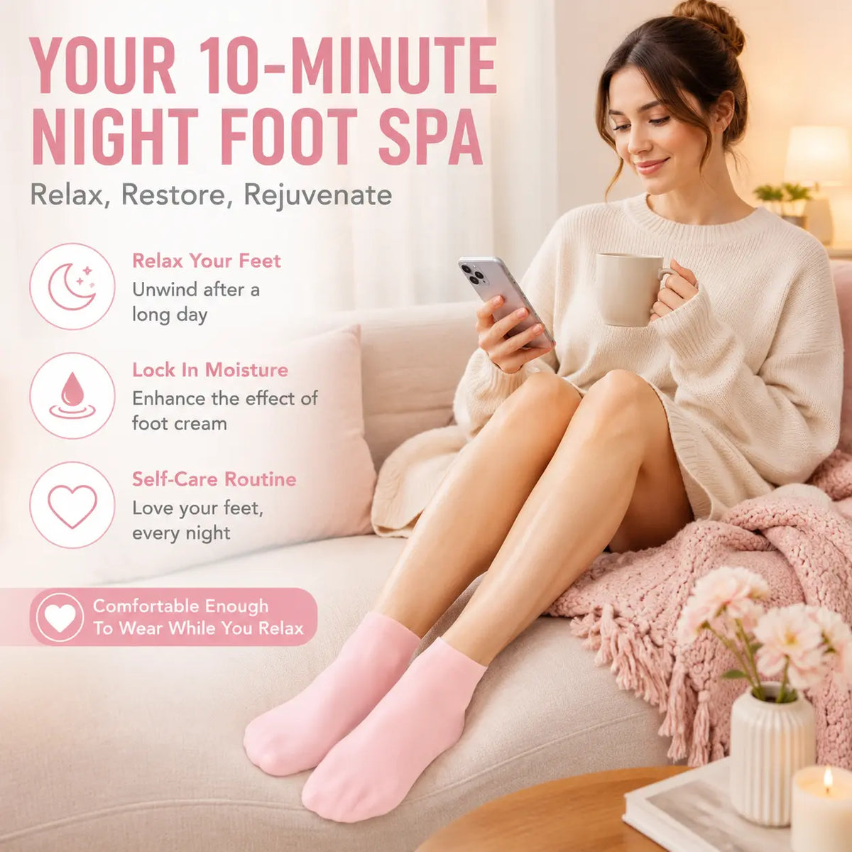 🔥 Reusable Silicone Moisturizing Foot Socks – Hydrating Gel Heel Masks for Dry, Cracked Feet