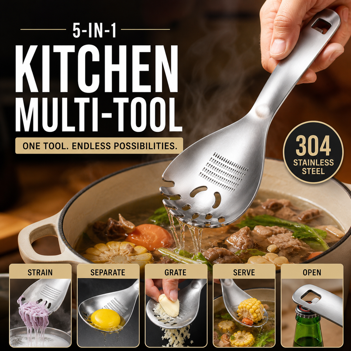 🔥 BUY MORE, GET MORE FREE! — Stainless Steel Multi-Function Spoon Set