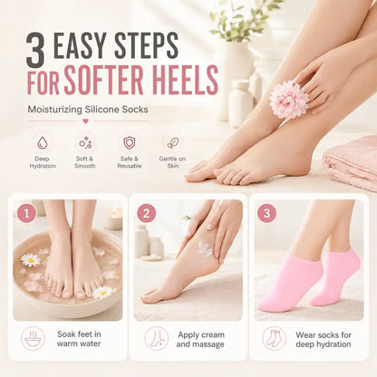🔥 Reusable Silicone Moisturizing Foot Socks – Hydrating Gel Heel Masks for Dry, Cracked Feet