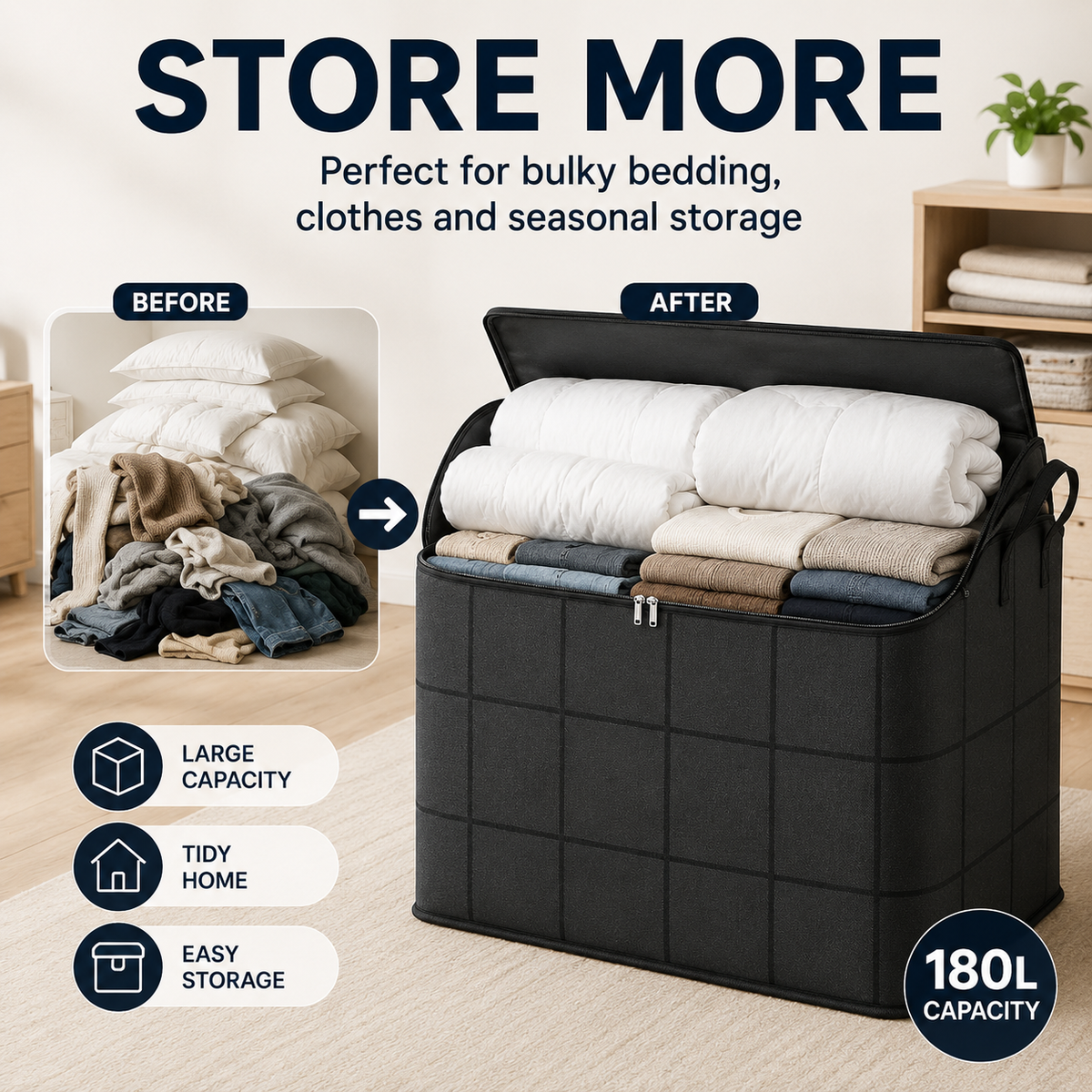 🏠XXL 180L Storage Bag — Extra-Large Home & Moving Organizer🔥