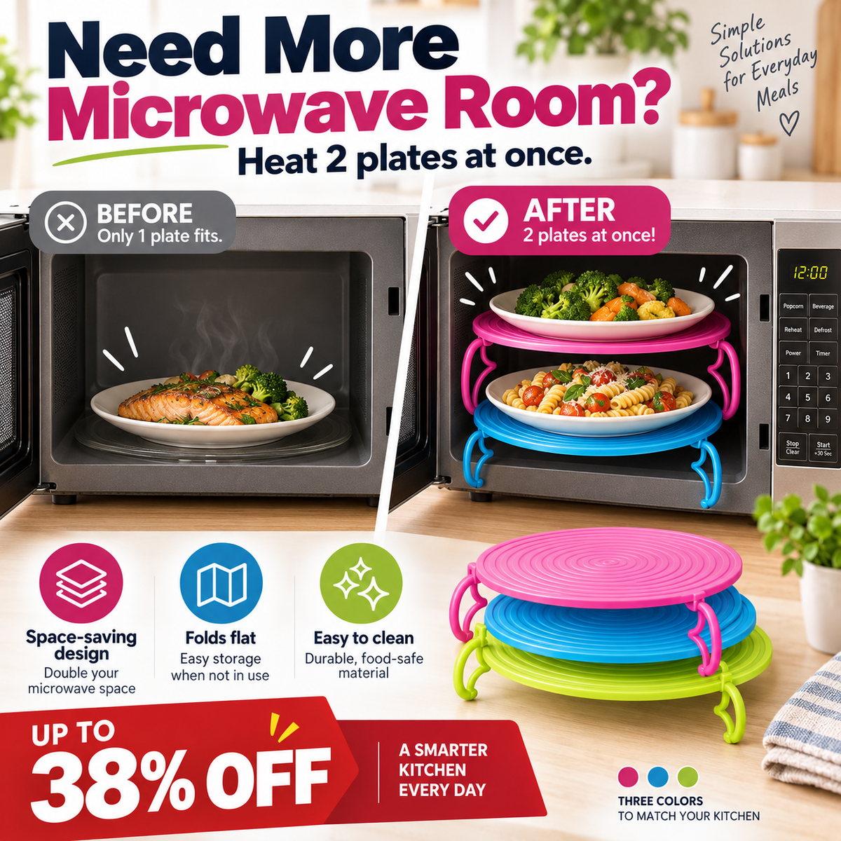 🦃 More Room for Holiday Favorites 🎄 Make space for a second dish. Fold flat when done.