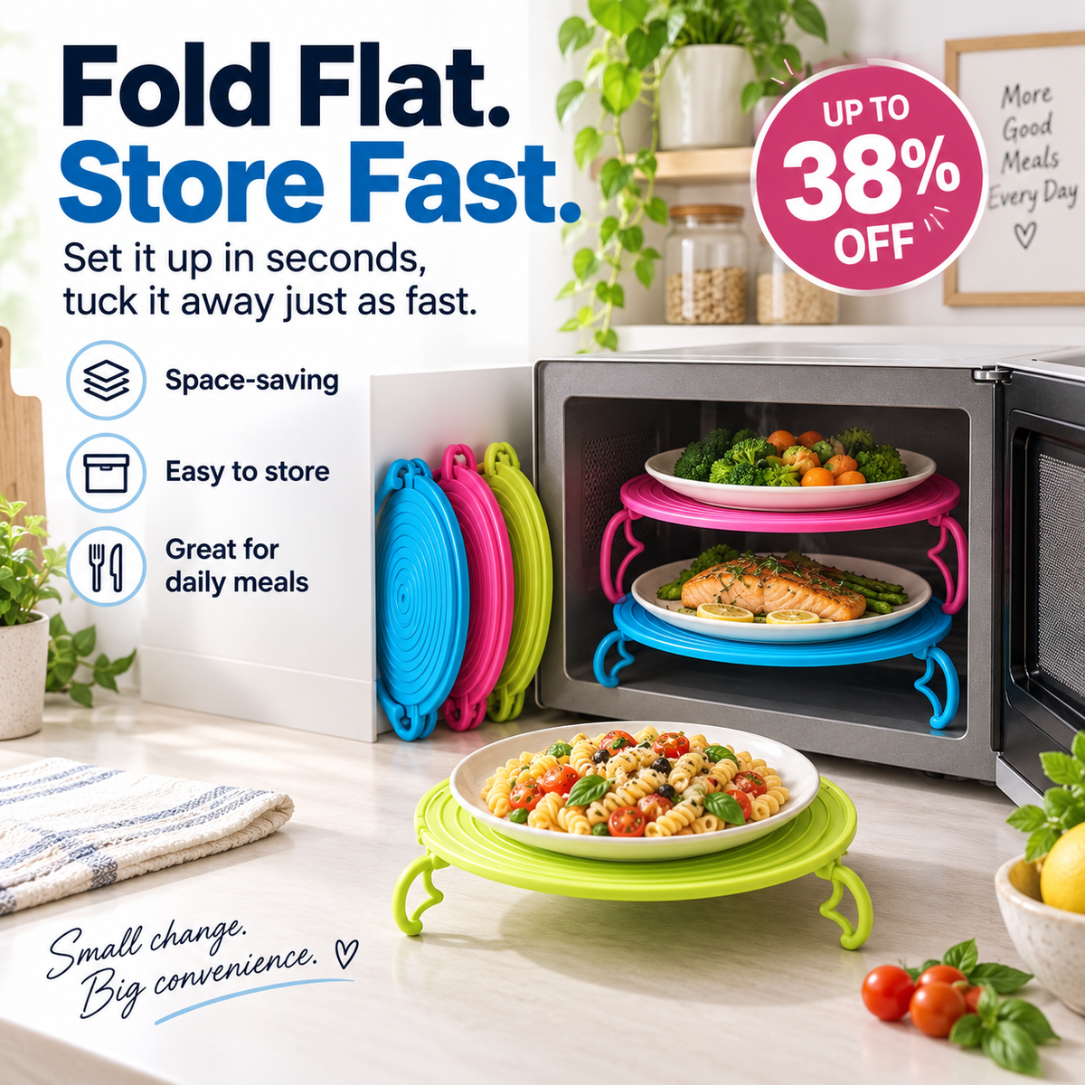 🦃 More Room for Holiday Favorites 🎄 Make space for a second dish. Fold flat when done.