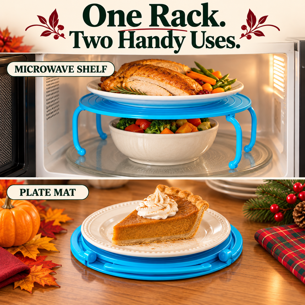 🦃 More Room for Holiday Favorites 🎄 Make space for a second dish. Fold flat when done.