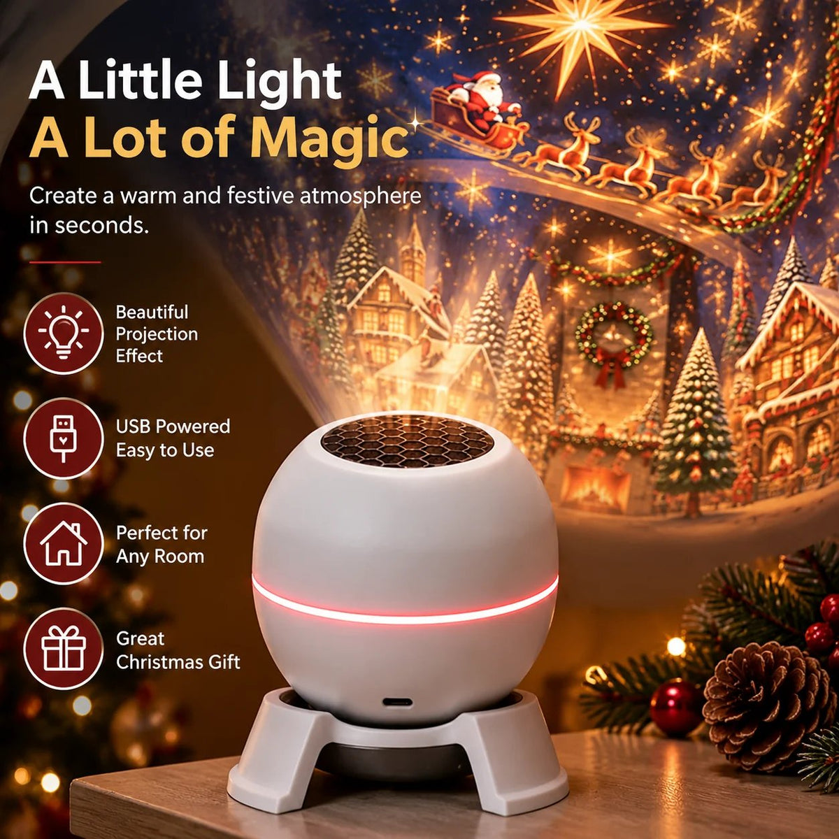 🎄 Christmas Projection Light ✨ Bring the Holiday Magic Home