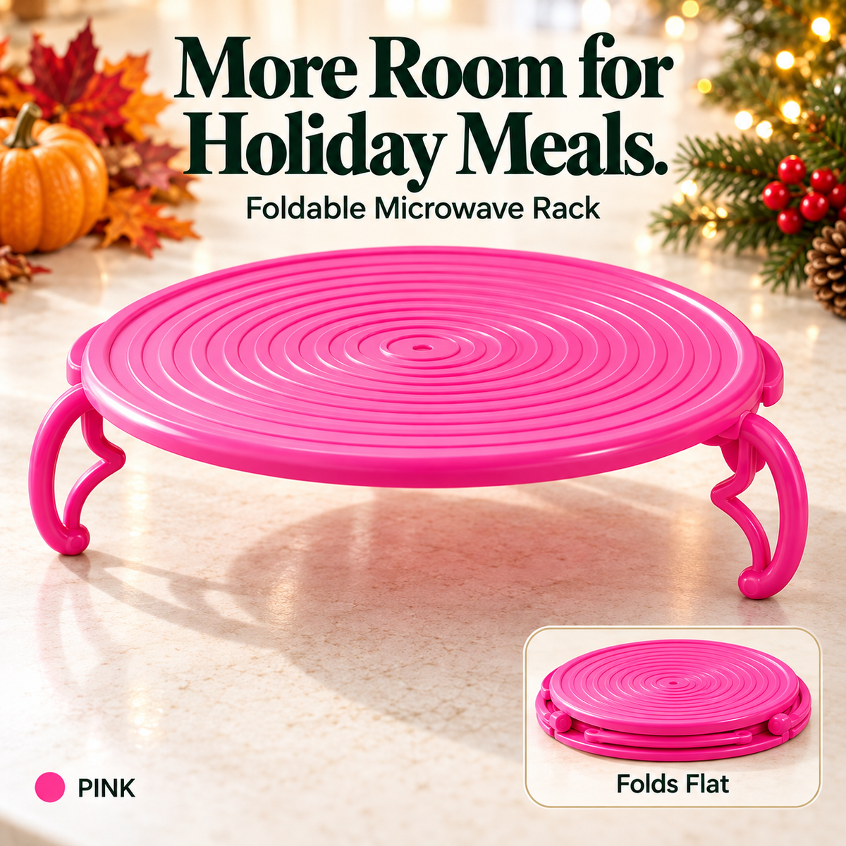🦃 More Room for Holiday Favorites 🎄 Make space for a second dish. Fold flat when done.