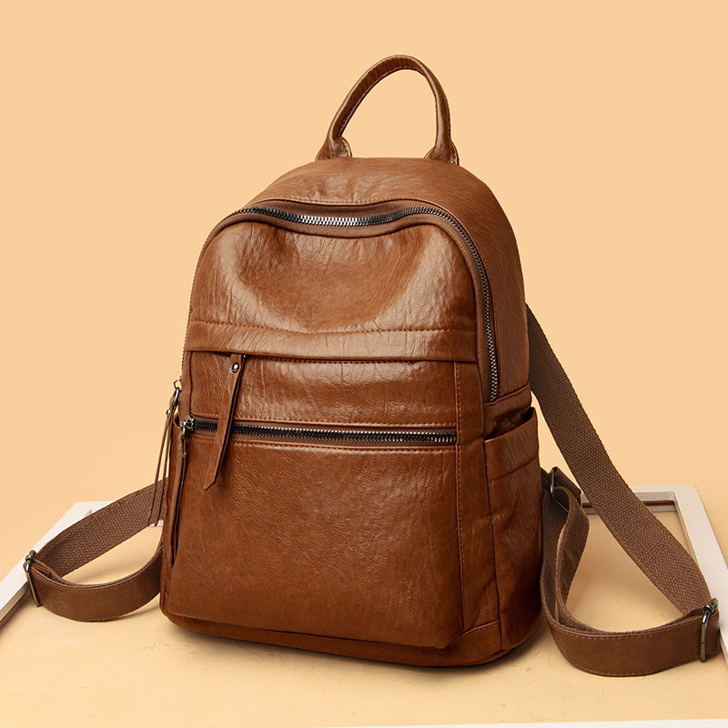 Soft Leather Casual Backpack