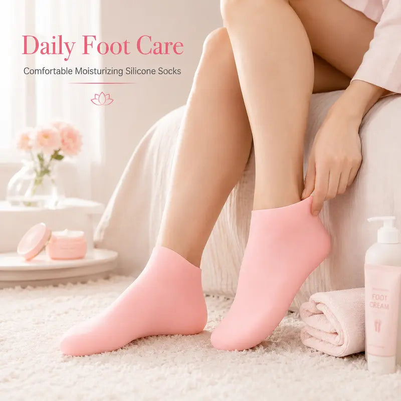 🔥 Reusable Silicone Moisturizing Foot Socks – Hydrating Gel Heel Masks for Dry, Cracked Feet