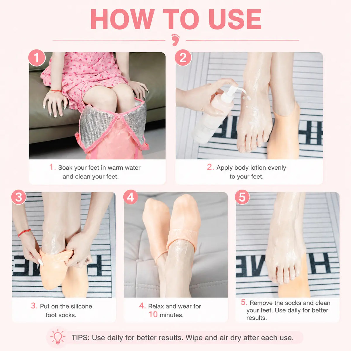 🔥 Reusable Silicone Moisturizing Foot Socks – Hydrating Gel Heel Masks for Dry, Cracked Feet