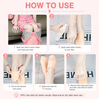 🔥 Reusable Silicone Moisturizing Foot Socks – Hydrating Gel Heel Masks for Dry, Cracked Feet