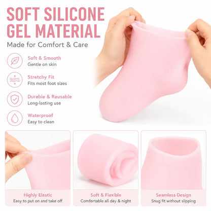 🔥 Reusable Silicone Moisturizing Foot Socks – Hydrating Gel Heel Masks for Dry, Cracked Feet