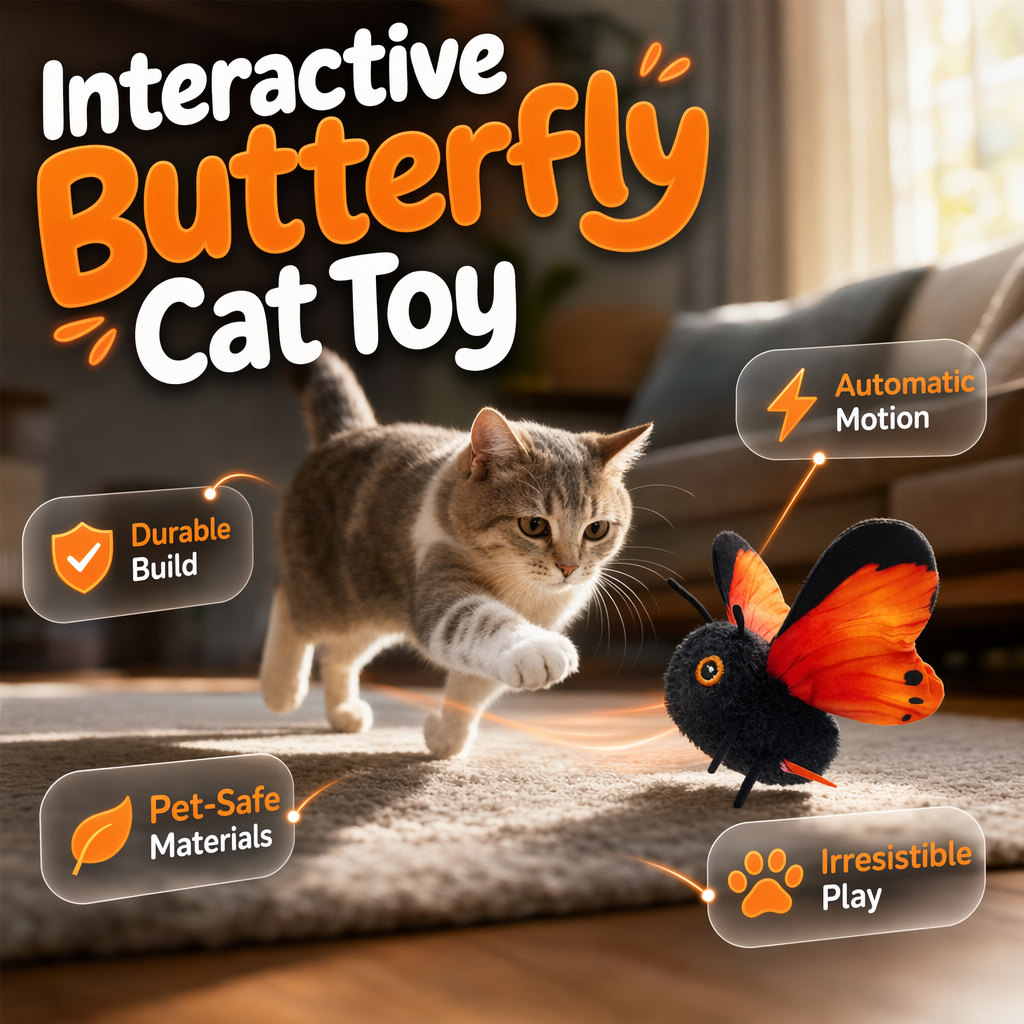 🔥 50% OFF | 🦋 Automatic Butterfly Cat Toy – Motion-Activated Realistic Fluttering for Hours of Play