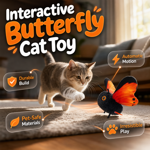 🔥 50% OFF | 🦋 Automatic Butterfly Cat Toy – Motion-Activated Realistic Fluttering for Hours of Play