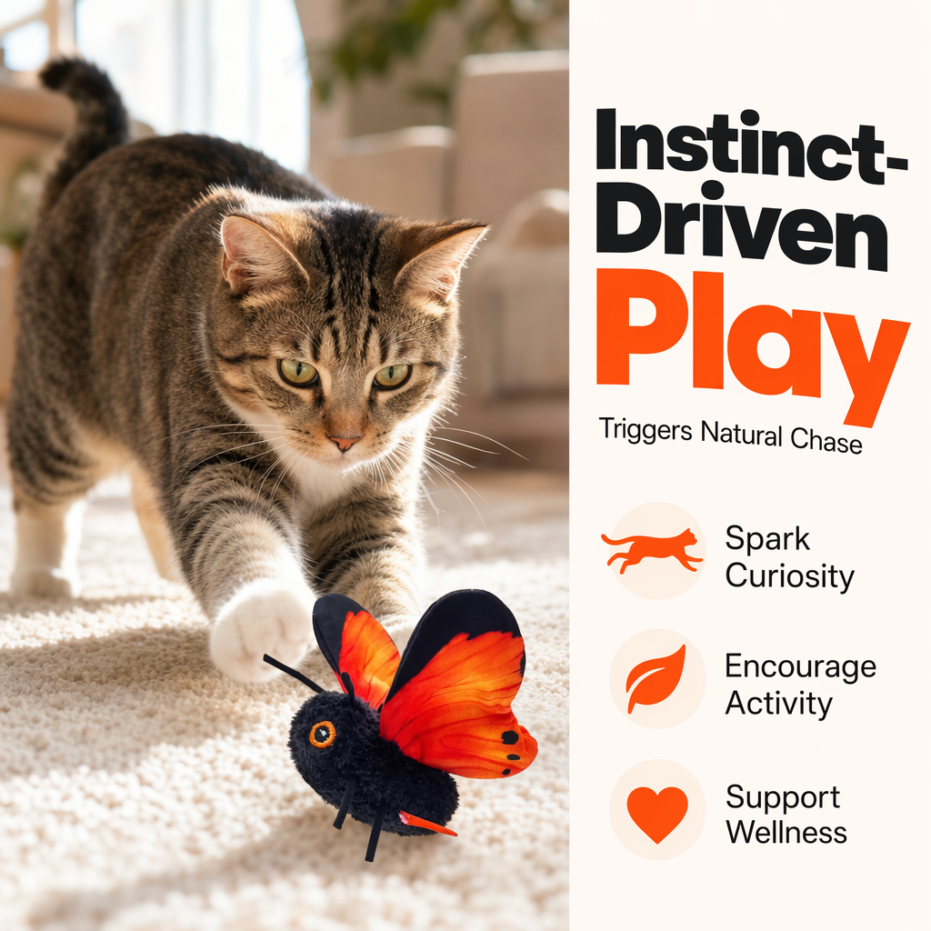 🔥 50% OFF | 🦋 Automatic Butterfly Cat Toy – Motion-Activated Realistic Fluttering for Hours of Play