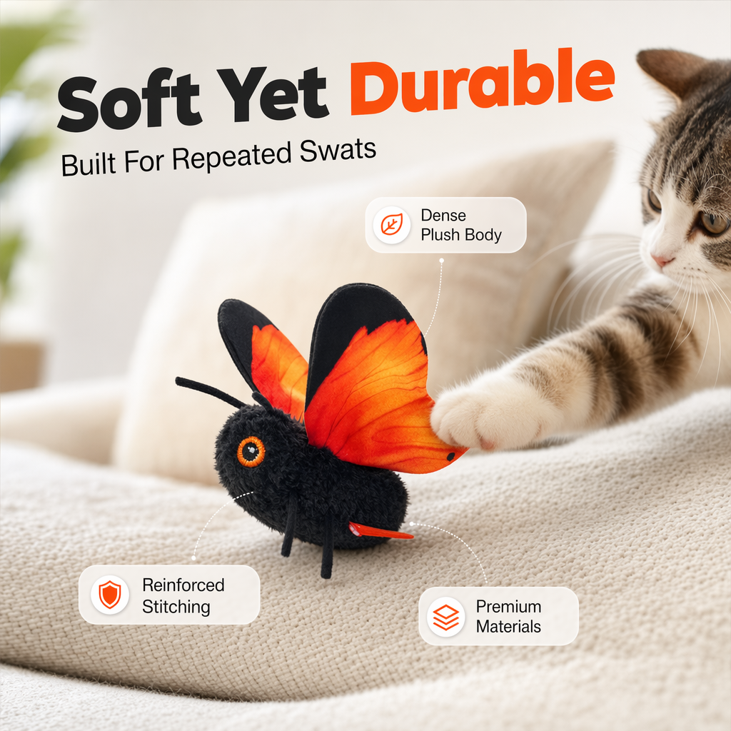 🔥 50% OFF | 🦋 Automatic Butterfly Cat Toy – Motion-Activated Realistic Fluttering for Hours of Play