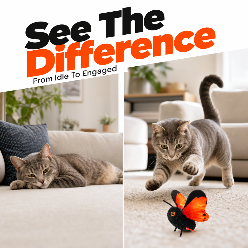 🔥 50% OFF | 🦋 Automatic Butterfly Cat Toy – Motion-Activated Realistic Fluttering for Hours of Play