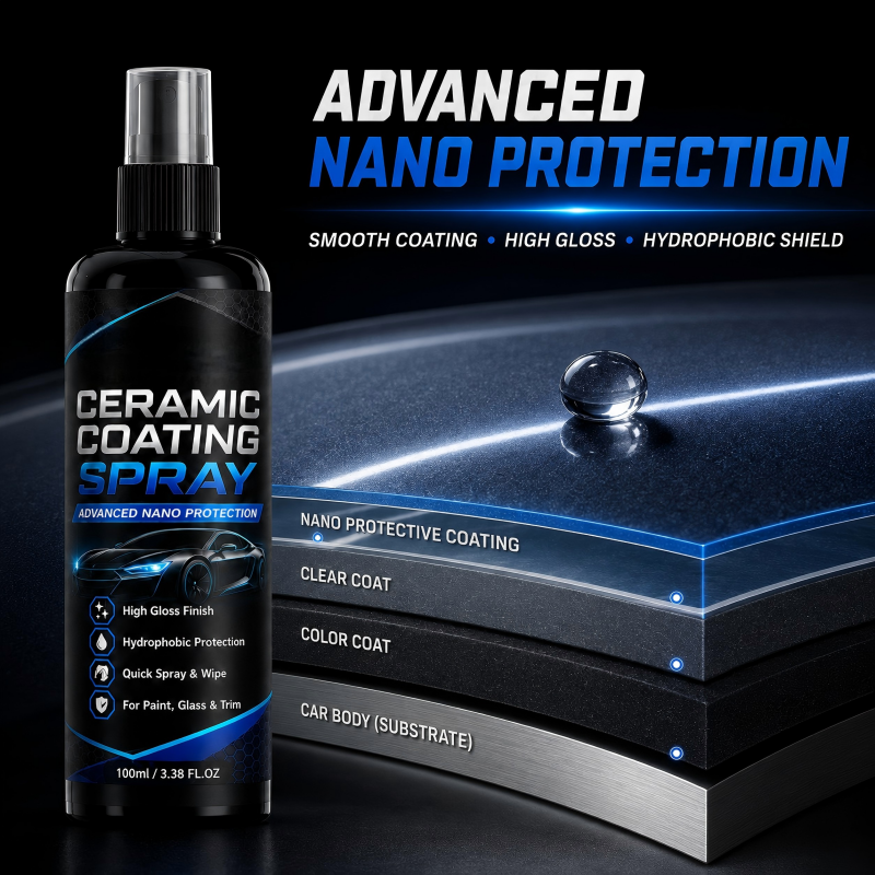 🚗✨ Nano Ceramic Coating Spray – Hydrophobic Protection & Deep Mirror Shine