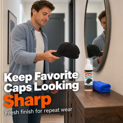 🧢 CHOOSE YOUR CAP CARE KIT  Keep your favorite caps looking fresh — without a full wash.  Each kit includes a No-Rinse Cap Foam Cleaner + Microfiber Cleaning Cloth.✨